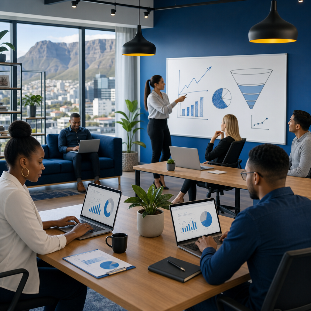 Prebo Digital team collaborating on a digital marketing strategy in South Africa.